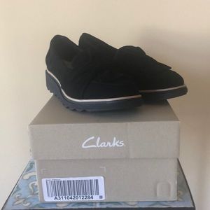 Clarks women’s black suede loafers, women’s size 8